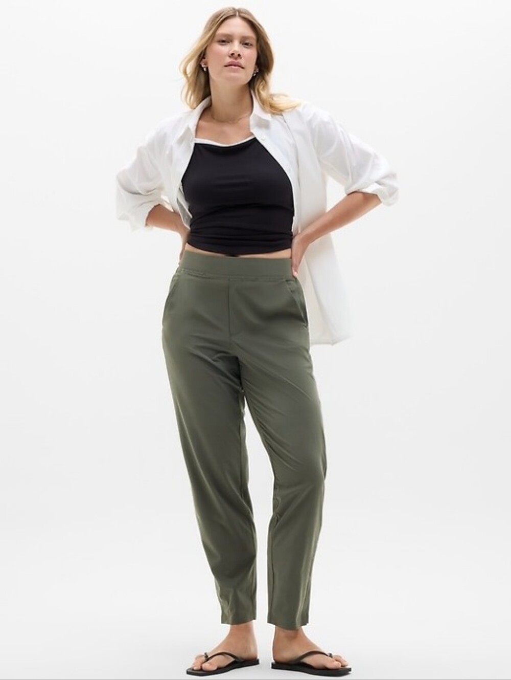 Athleta Brooklyn Mid Rise Tapered Ankle Pant In Jungle Green 6P